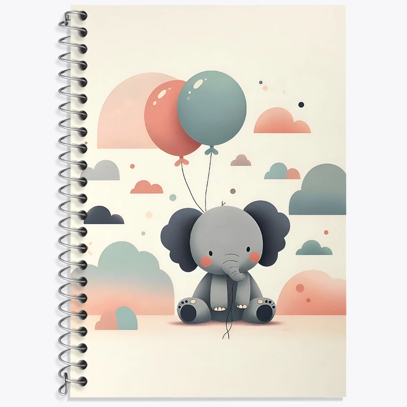 دفتر زبان 50 برگ خندالو مدل سه خط طرح فیل کوچولو کد N5570