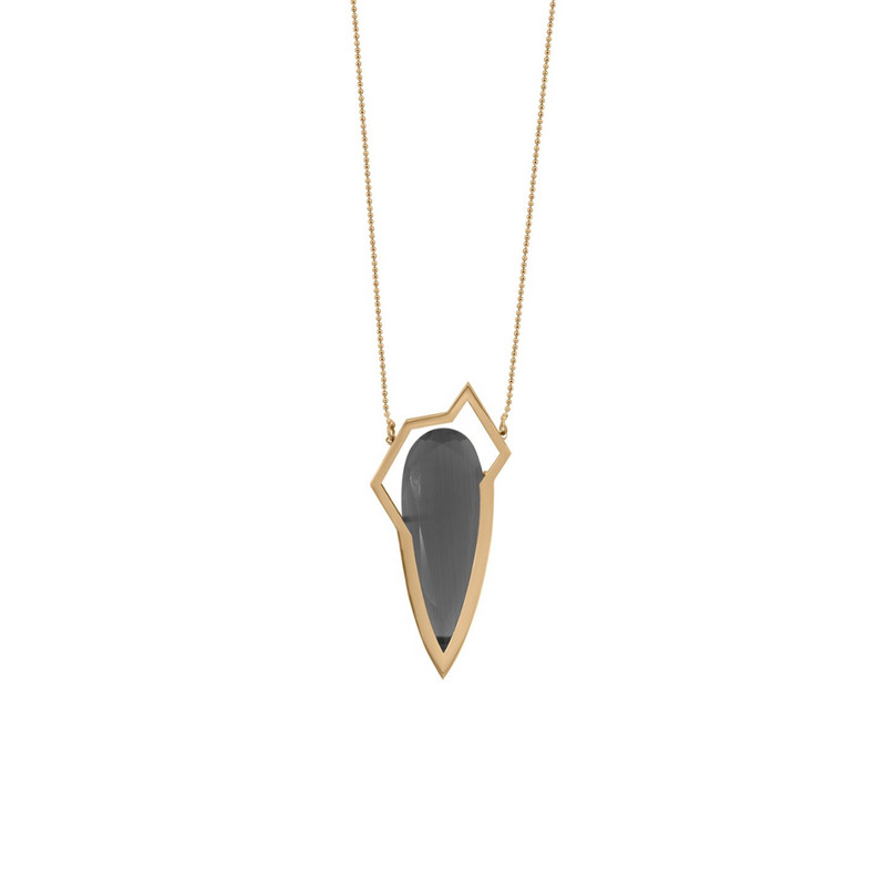 گردنبند طلا 18 عیار زنانه با زنجیر ساچمه‌ای تاج مدل وهم