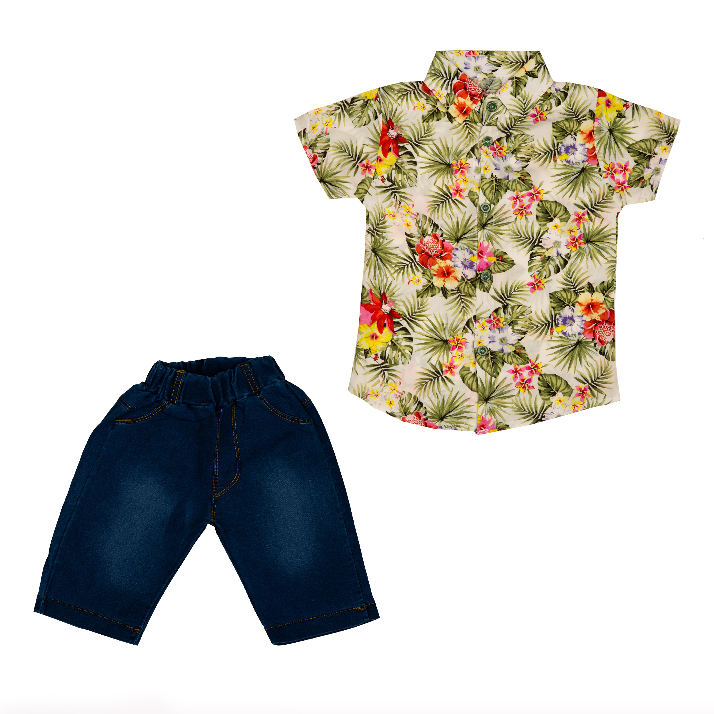 ست پیراهن و شلوارک پسرانه مدل هاوایی