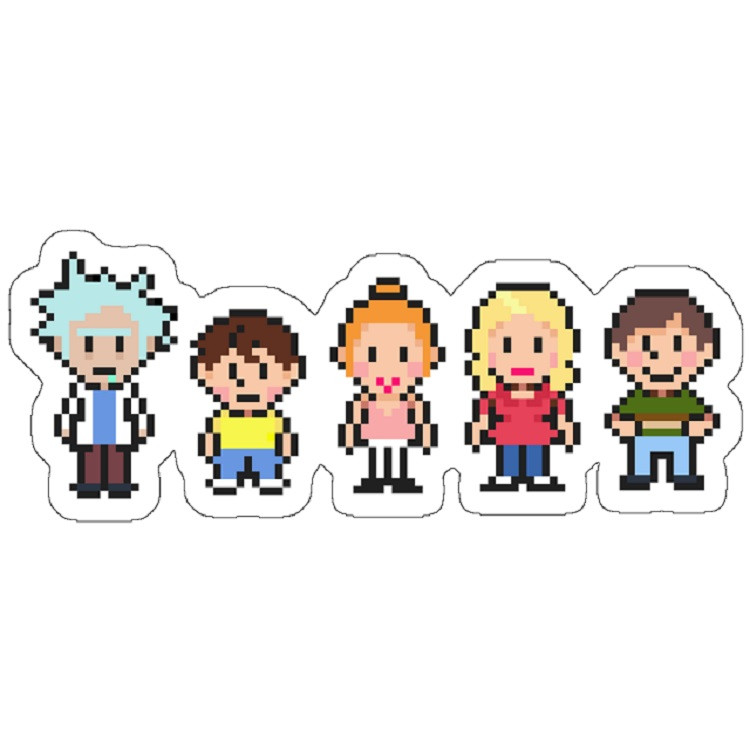 استیکر لپ تاپ مدل Rick & Morty Pixel Cast