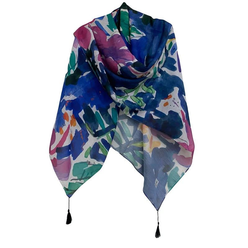 روسری زنانه مدل نخ اسپان منگوله دار کد T039