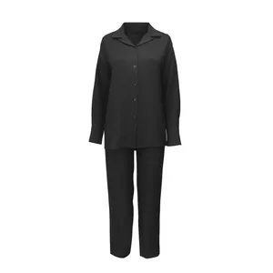 ست شومیز و شلوار زنانه مدل کرسپو دکمه دار