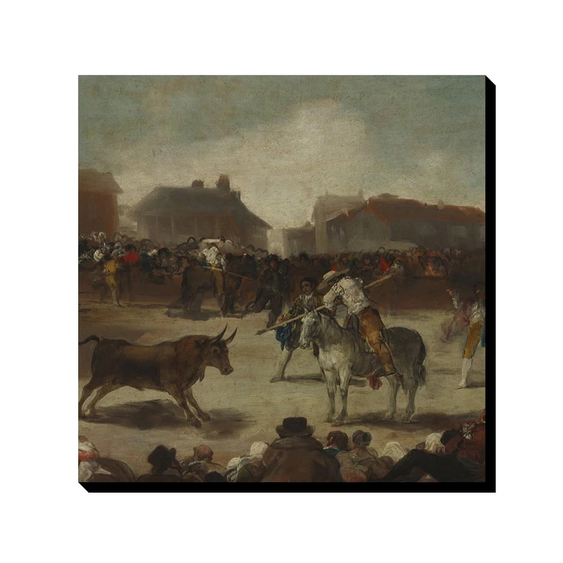 تابلو ترمه طراحان ایده طرح گاوبازی در یک شهر از گویا کد art0286