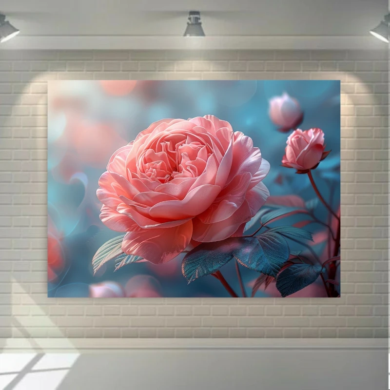 تابلو بوم طرح مخمل  هنری مدل گل رز کد PY227