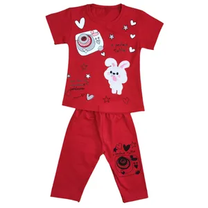 ست تی شرت آستین کوتاه و شلوارک دخترانه مدل سلفی