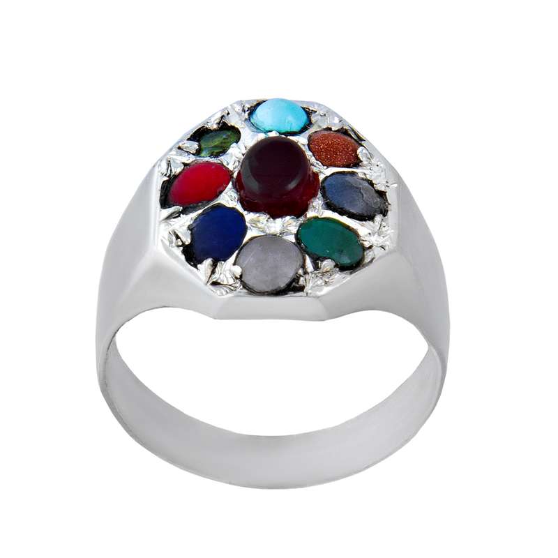 انگشتر نقره مردانه مدل سنگ نه جواهر اصل کد AM_002