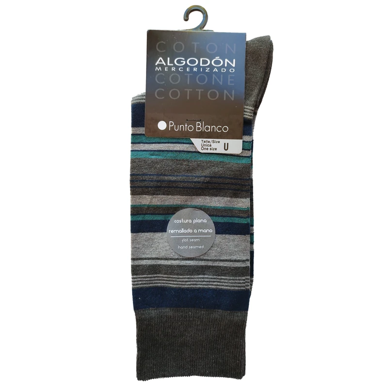 جوراب مردانه پونتو بلانکو مدل کتان مرسرایزد طرح دار  599-10-74723