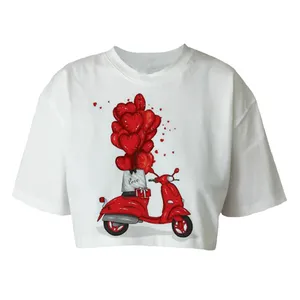 کراپ‌تاپ آستین کوتاه زنانه مدل 6601 کد P78 رنگ سفید