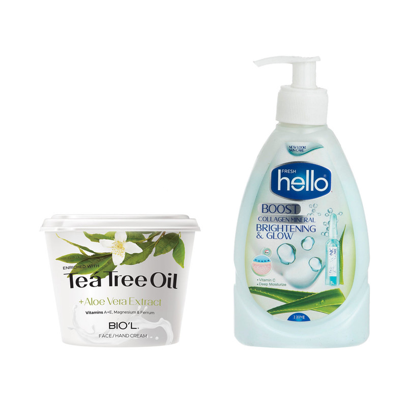 کرم مرطوب کننده هلو فرش مدل آلوئه ورا حجم 330 میلی لیتر به همراه کرم مرطوب کننده بیول مدل Tea Tree Oil حجم 250 میلی لیتر 