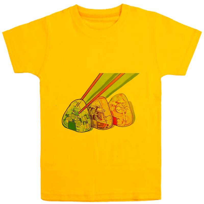 تی شرت آستین کوتاه دخترانه مدل رزین مثلثی D139 رنگ زرد