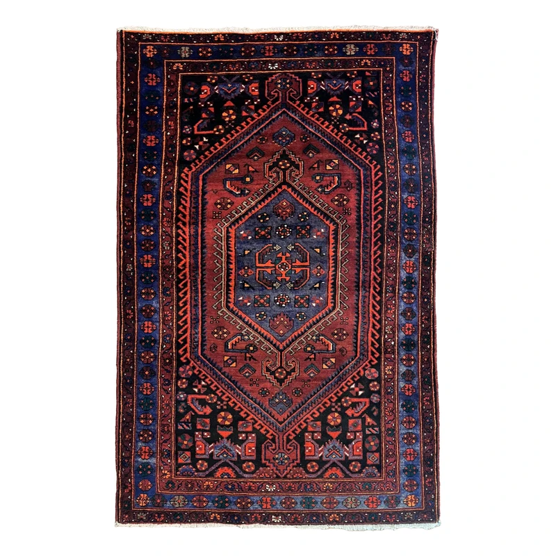  فرش دستبافت دو و نیم متری طرح ترکمن زمینه قرمز کد NKP.RJ22