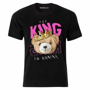 تی شرت آستین کوتاه مردانه پرینتینگ لند طرح KING TEDDY کد P153