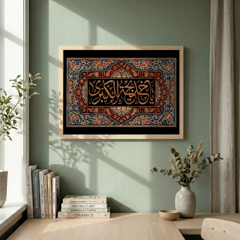 تابلو طرح وفات حضرت خدیجه (س) مدل G14900 فریم کرم روشن
