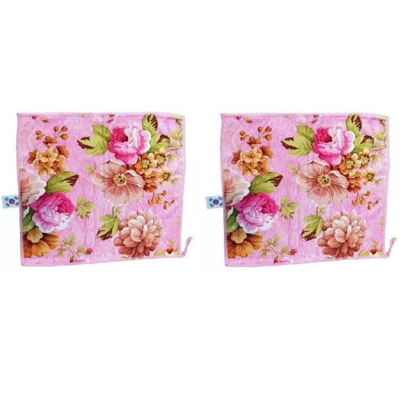 دستمال آشپزخانه مدل حوله ای گلدار کد 02 مجموعه 2 عددی