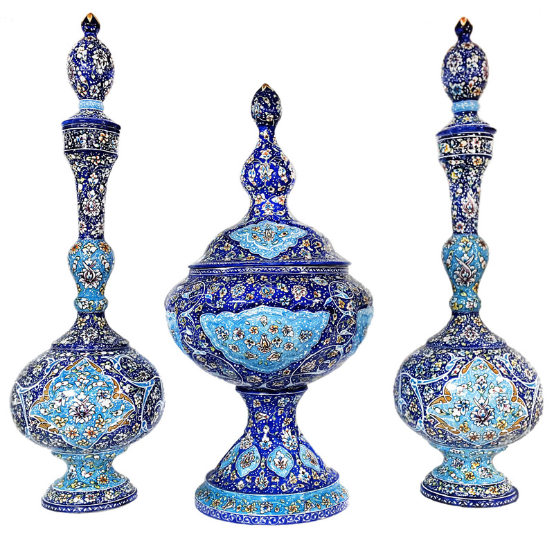ست تنگ و شکلات خوری میناکاری آقاجانی کد M0062مجموعه سه عددی