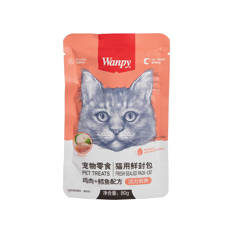 پوچ گربه بالغ ونپی مدل Chicken & Cod Fish طعم مرغ و ماهی وزن ۸۰ گرم