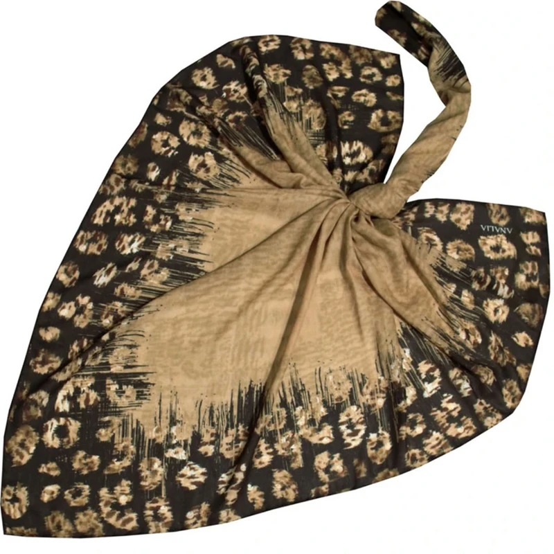 روسری زنانه مدل نخی طرح پلنگی کد 9885