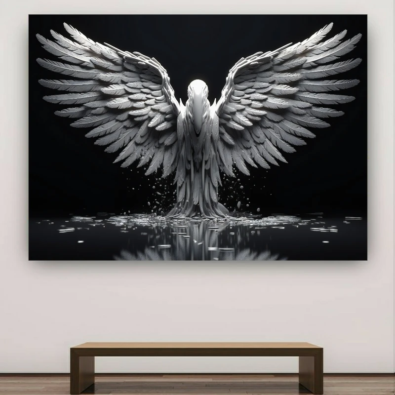  تابلو بوم طرح فرشته مدل بال سفید کد BK2220