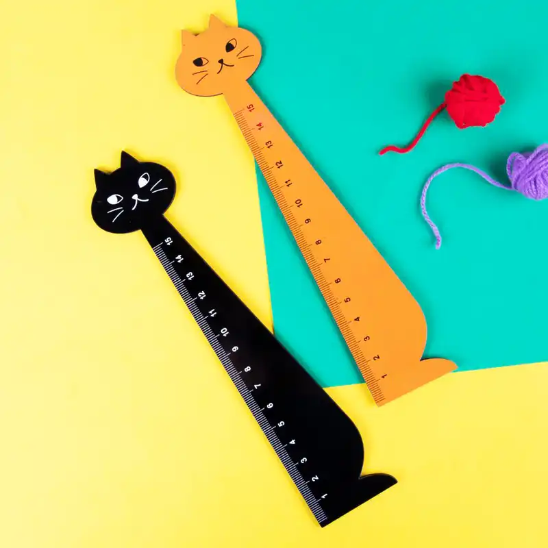 خط کش 15 سانتیمتری مدل گربه مجموعه 2 عددی