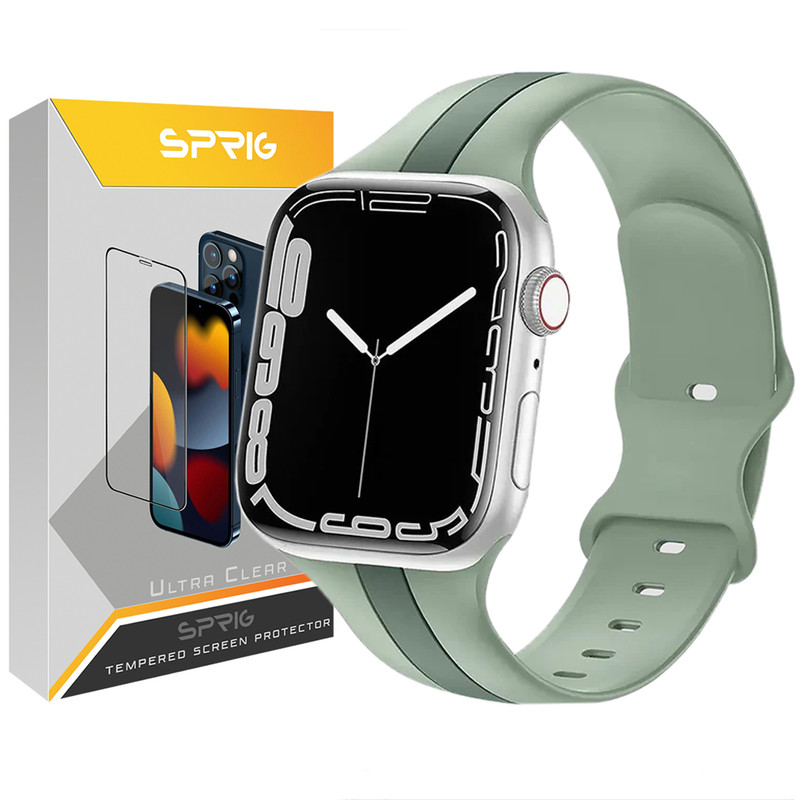 بند اسپریگ مدل Dual Color Silic مناسب برای اپل واچ Series 8 Aluminum 45mm / Series 7 Aluminum 45mm