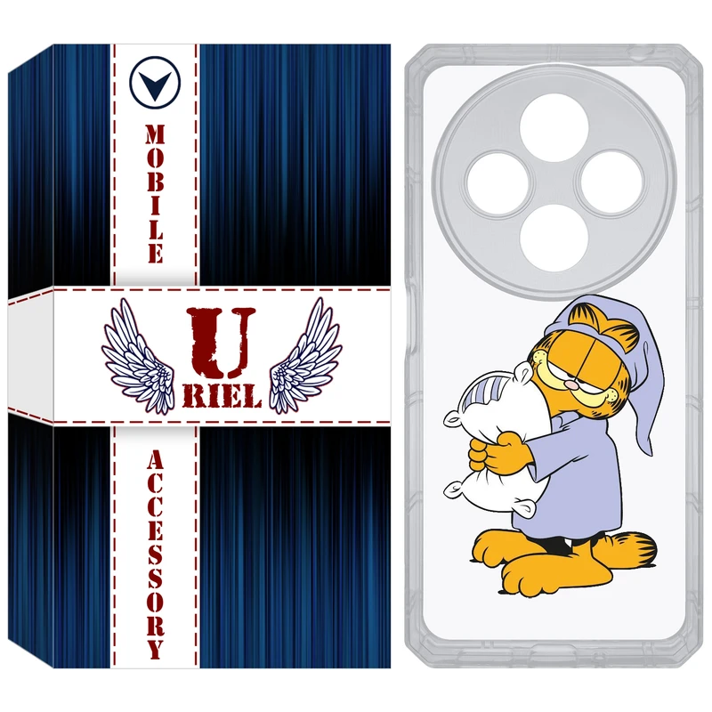کاور یوریل مدل Clear کد 73 طرح گارفیلد خوابالو مناسب برای گوشی موبایل شیائومی Redmi 14C / Poco C75