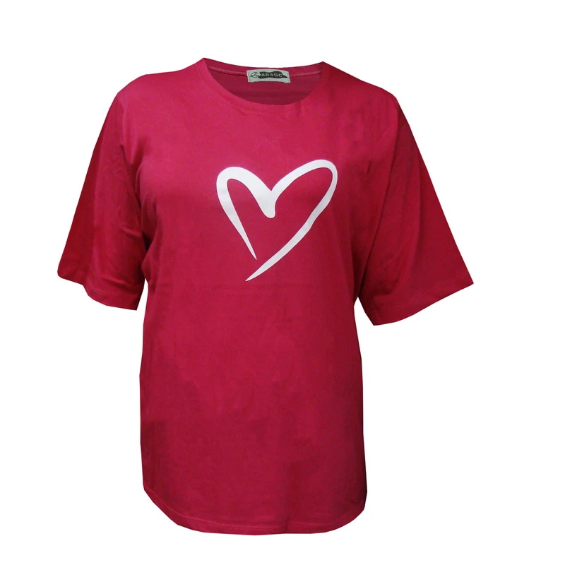 تیشرت آستین سه ربع زنانه مدل چاپ قلب کد A1083-P