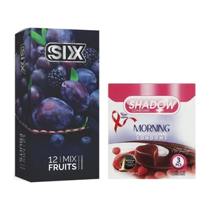 کاندوم سیکس مدل Mix Fruits بسته 12 عددی به همراه کاندوم شادو مدل Morning بسته 3 عددی