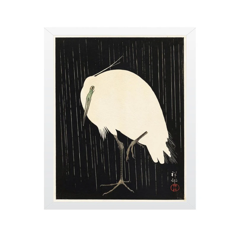 تابلو مدل هِرون ایستاده در باران