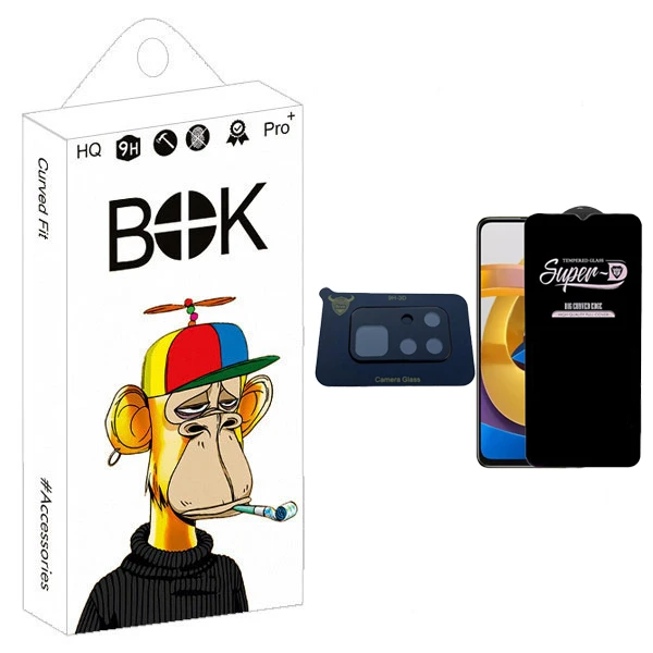 محافظ صفحه نمایش بوک مدل SuperD مناسب برای گوشی موبایل شیائومی Poco M4 Pro 5G به همراه محافظ لنز دوربین 3D