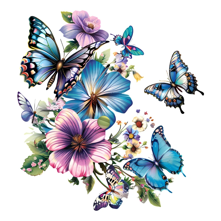 استیکر پارچه و لباس پاد آفرین مدل گل و پروانه کد S5467