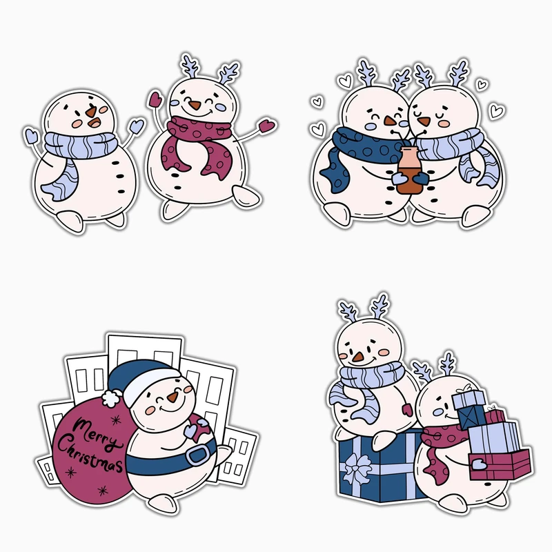 استیکر لپ تاپ و موبایل بووم طرح کریسمس مدل آدم برفی کد MA95 مجموعه 4 عددی