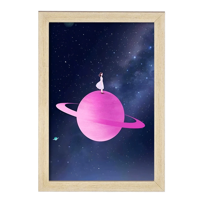 تابلو خندالو مدل دختر و کهکشان کد F3594