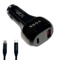 شارژر فندکی 50 وات دو پورت وونک مدل VC--50 به همراه کابل usb-C