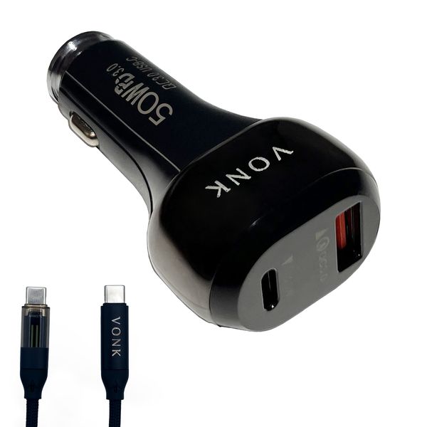شارژر فندکی 50 وات وونک مدل VC50 به همراه کابل USB-C