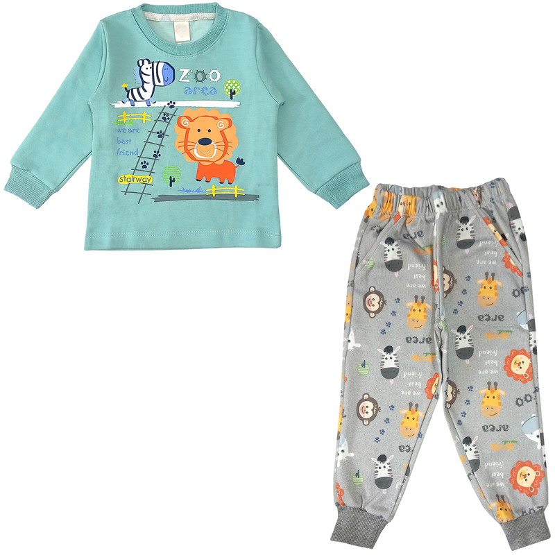 ست تی شرت و شلوار پسرانه مدل شیر کد 3631 رنگ آبی