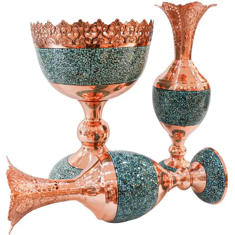 ست 3 تکه آجیل خوری و سنبلدان فیروزه کوبی مدل F052 کد F148