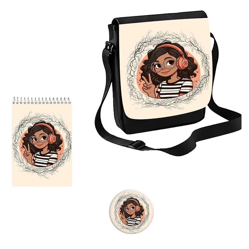 کیف رودوشی مدل دخترانه کیوت کد s1 به همراه دفتر یادداشت و پیکسل