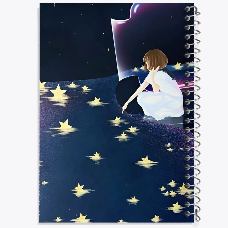 دفتر شطرنجی 50 برگ خندالو طرح دختر و ظرف ستاره کد F6432