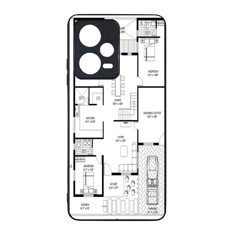 کاور طرح نقشه ساختمان مناسب برای گوشی موبایل شیائومی redmi note 12 pro 5g