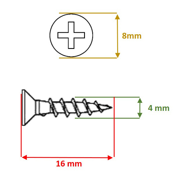 پیچ ام دی اف مدل 4X16 بسته 500 عددی