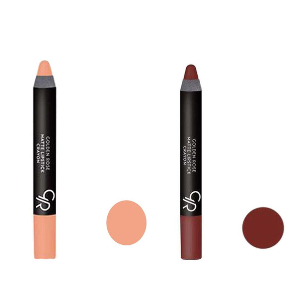رژلب مدادی گلدن رز مدل Crayon شماره 01 به همراه رژلب مدادی گلدن رز مدل Crayon شماره 25 