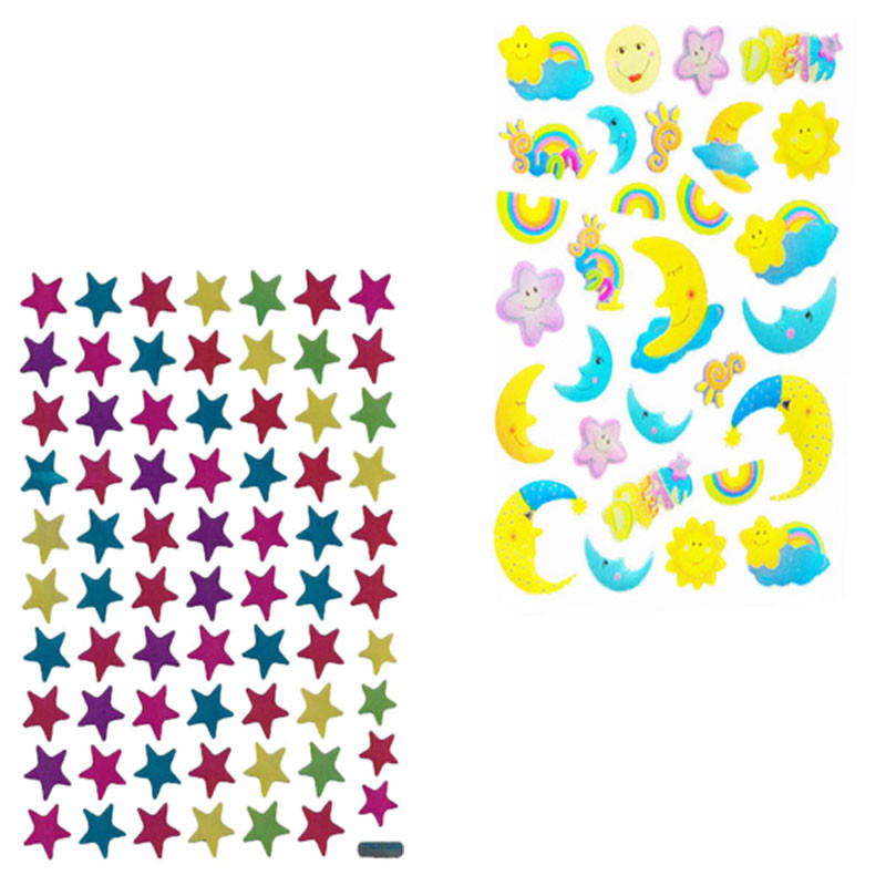 برچسب طرح ماه و ستاره کد NC222 مجموعه 20 عددی