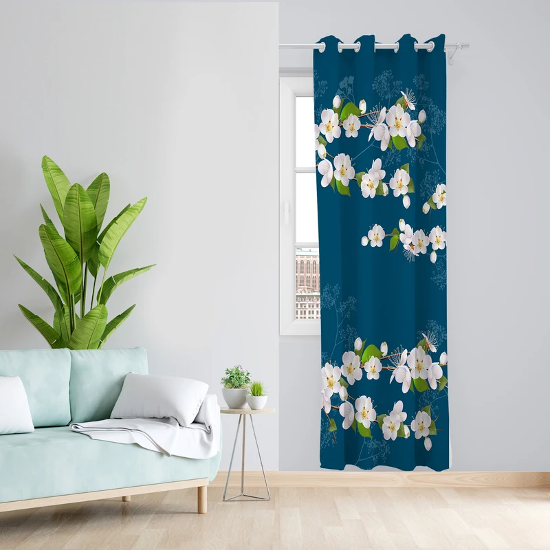 پرده طرح شکوفه مدل مخمل پانچی کد 4787 z سایز 140x200 سانتی متر