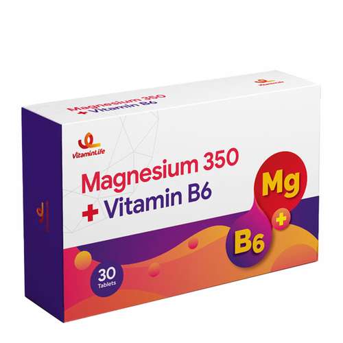 قرص منیزیم 350 و ویتامین ب 6 ویتامین ‌لایف بسته 30 عددی