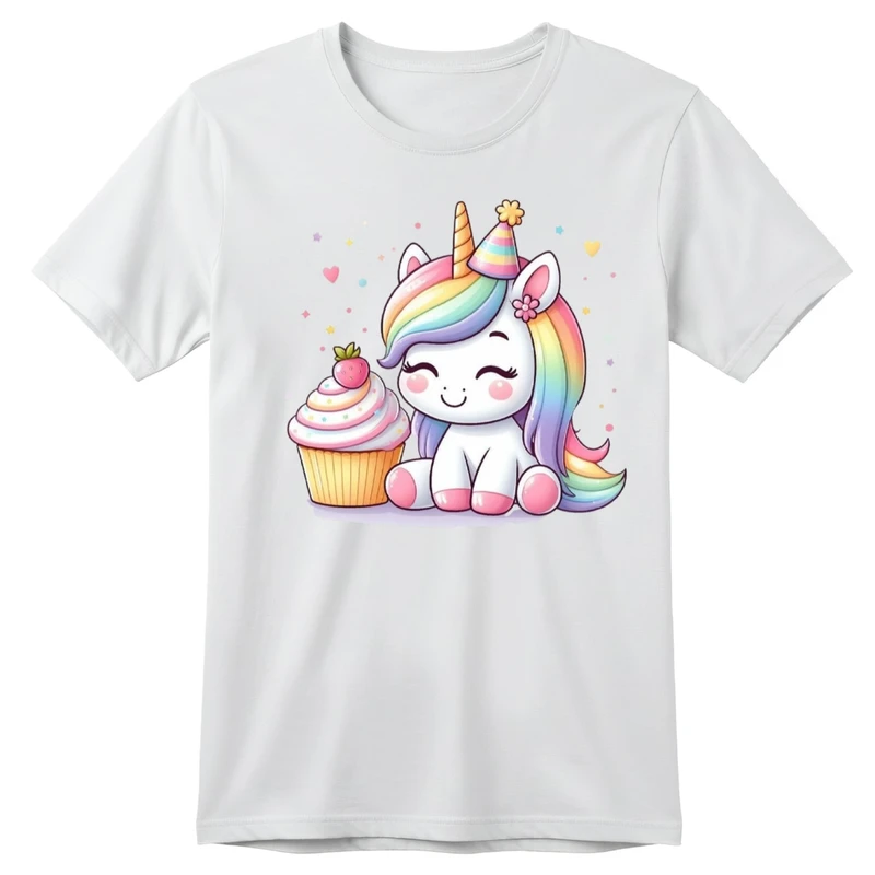 تی‌شرت آستین کوتاه بچگانه مدل تک شاخ و کیک فنجانی کد p1 