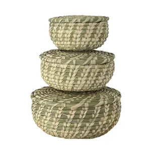 سبد کپو بافی مدل گندم زار مجموعه 3 عددی