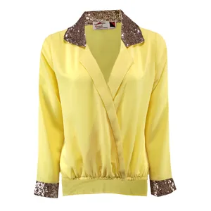 بلوز آستین بلند زنانه مدل یقه پولکی کد 10bv