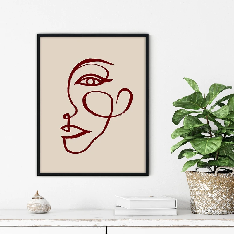 تابلو آتریسا طرح لاین آرت چهره مدرن مدل ATFL23 فریم مشکی