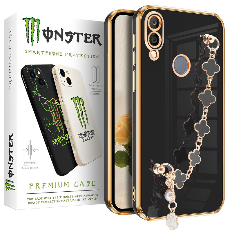کاور مانستر مدل Black Flower مناسب برای گوشی موبایل شیائومی Redmi Note 7 / Redmi Note 7 Pro / Redmi Note 7S به همراه آویز