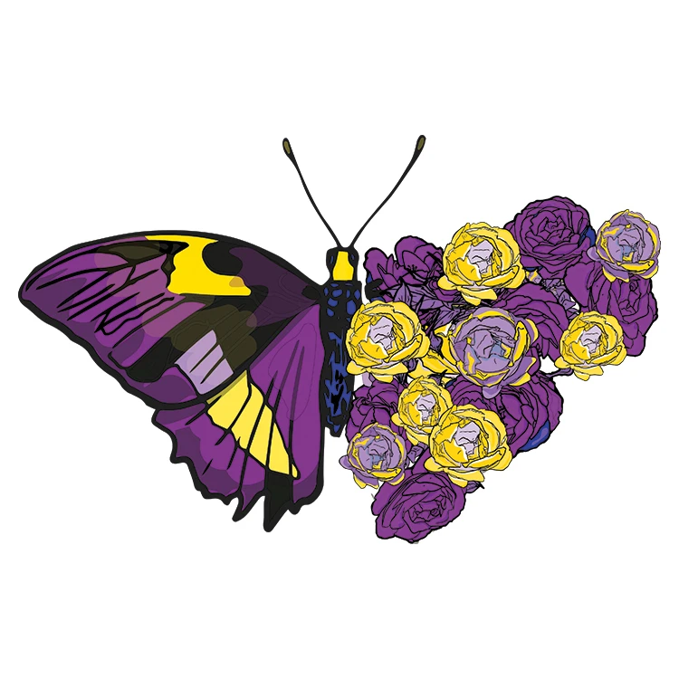 استیکر پارچه و لباس مدل دی تی اف طرح پروانه گل کد H20.195 مجموعه 3 عددی